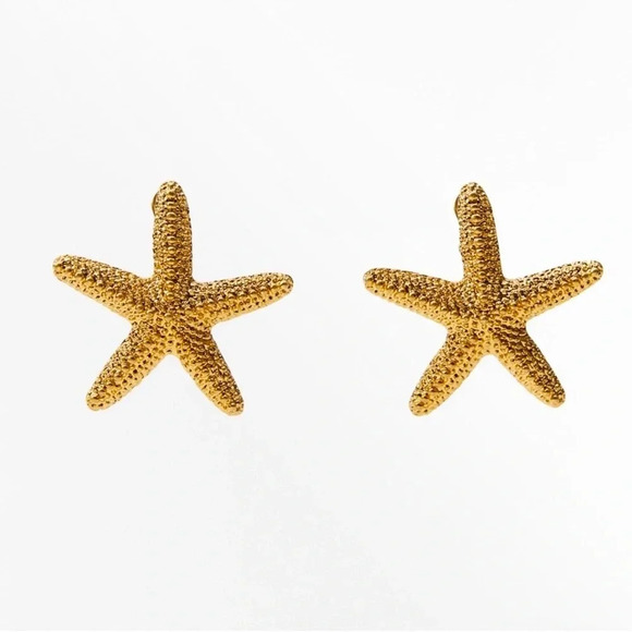 Zara Star Gold Starfish Earrings - Picture 1 of 14